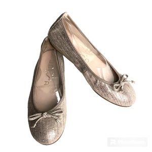 Unisa Flats Beige Silver Leather Bow Detail